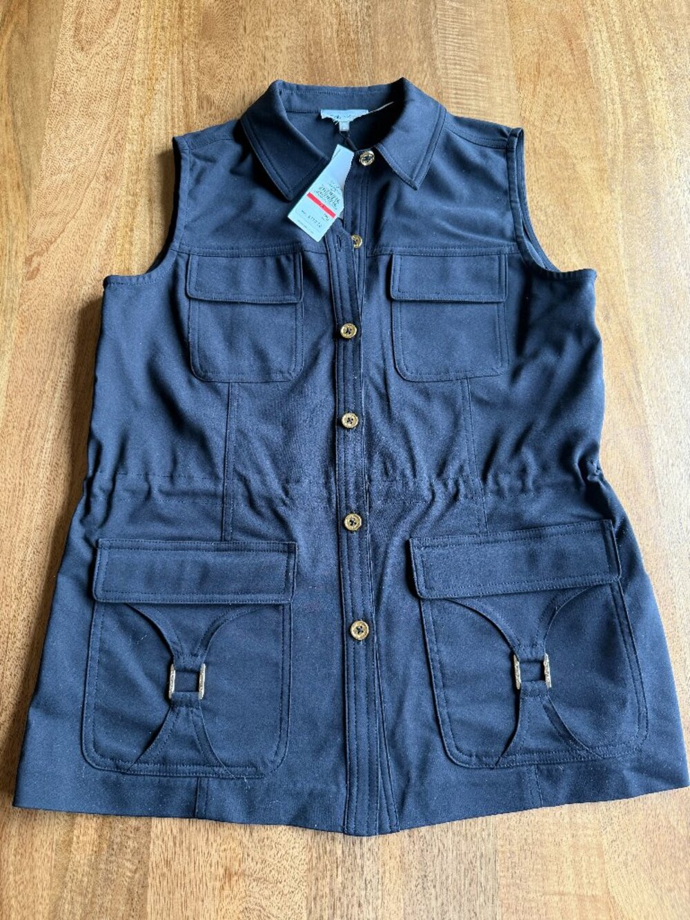 Calvin Klein Black Utility Drawstring Vest | Size XS